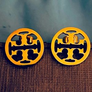 Tory Burch gold miller logo stud earrings
